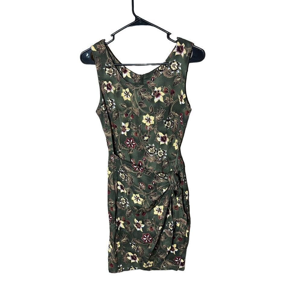 Vintage Tickets 90s Green Floral Print Wrap Dress‎ Size 5/6